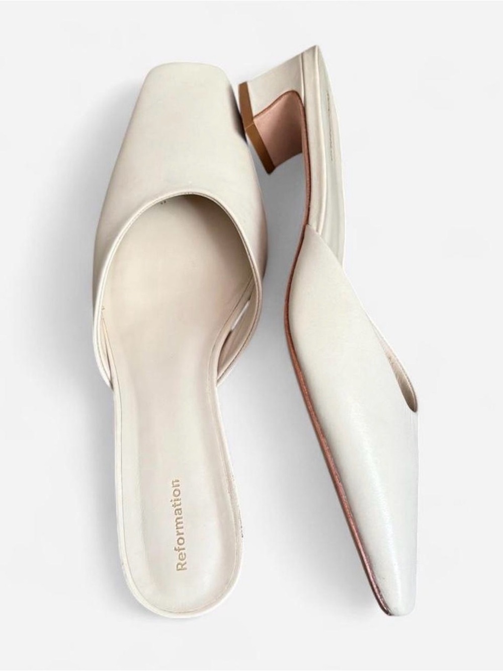 Reformation Ivory Square-Toe Slide Mule - Picture 2 of 4